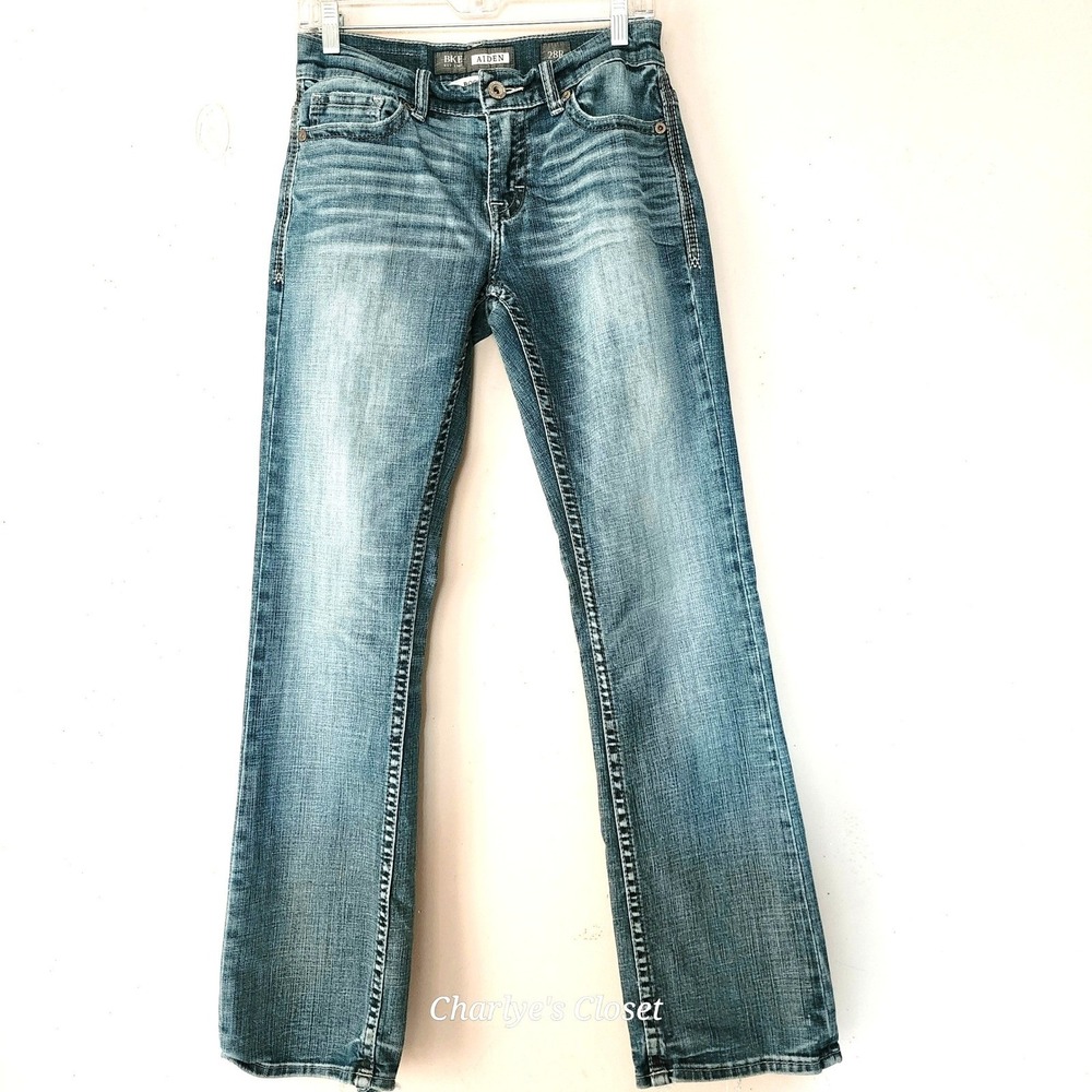 BKE Aiden Low-rise Bootcut Jeans 28R Distressed Lived-In Denim Y2K Revival